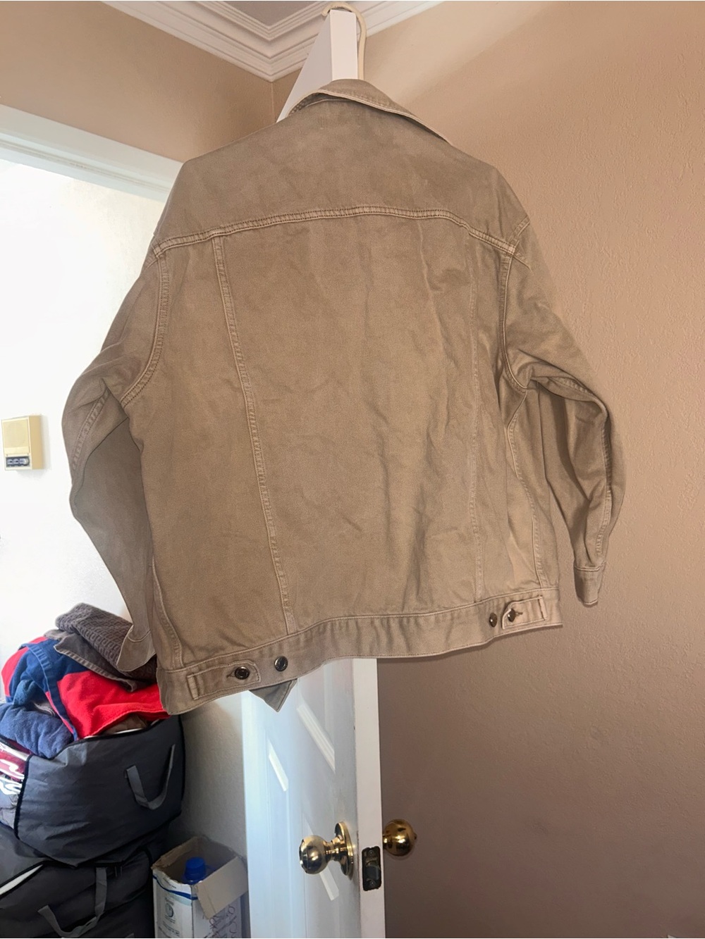 Topshop Beige/Tan Denim Jacket - Women's Button-Front Jean Jacket - Picture 2 of 2